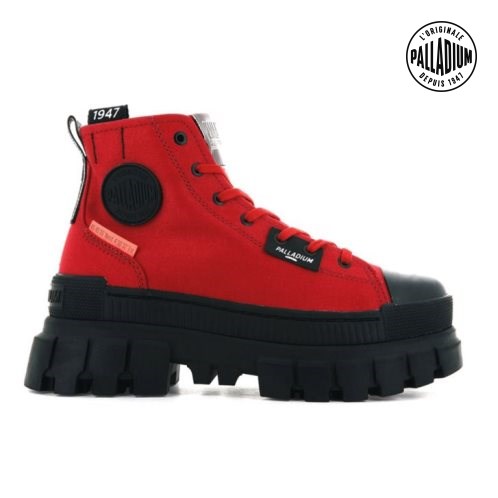 Palladium Revolt Hi TX Women's Platform Shoes Red | UK A129-RZN